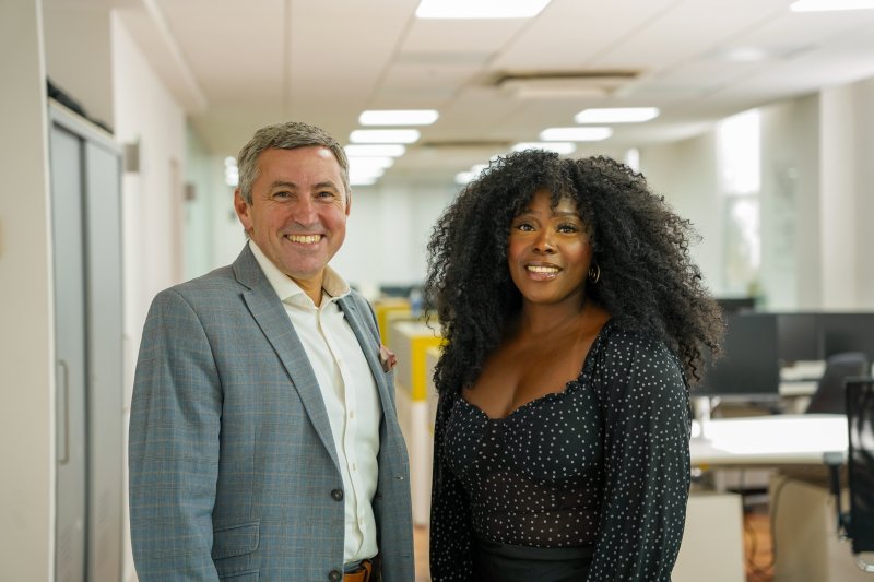 ITRM's Managing Director, Dave White, pictured with Yvette Fofah, Partnerships Relationship Manager for University of Greenwich