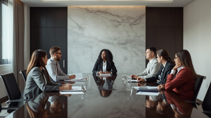 Team in a meeting