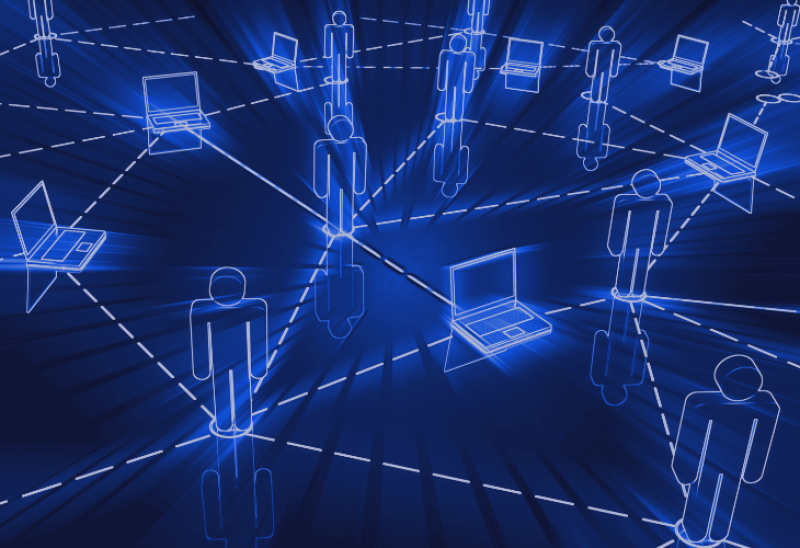 Connected users and devices within a digital business network, representing IT support, network management, connectivity, and secure communications.