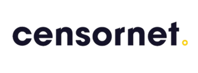 Censornet logo with the company name in modern lowercase font, featuring a yellow and white circular design over the 'i', representing cloud-based security and cybersecurity solutions.