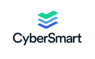 CyberSmart logo featuring a stylized checkmark composed of three layered elements in green, teal, and blue, with the text 'CyberSmart' in bold below.